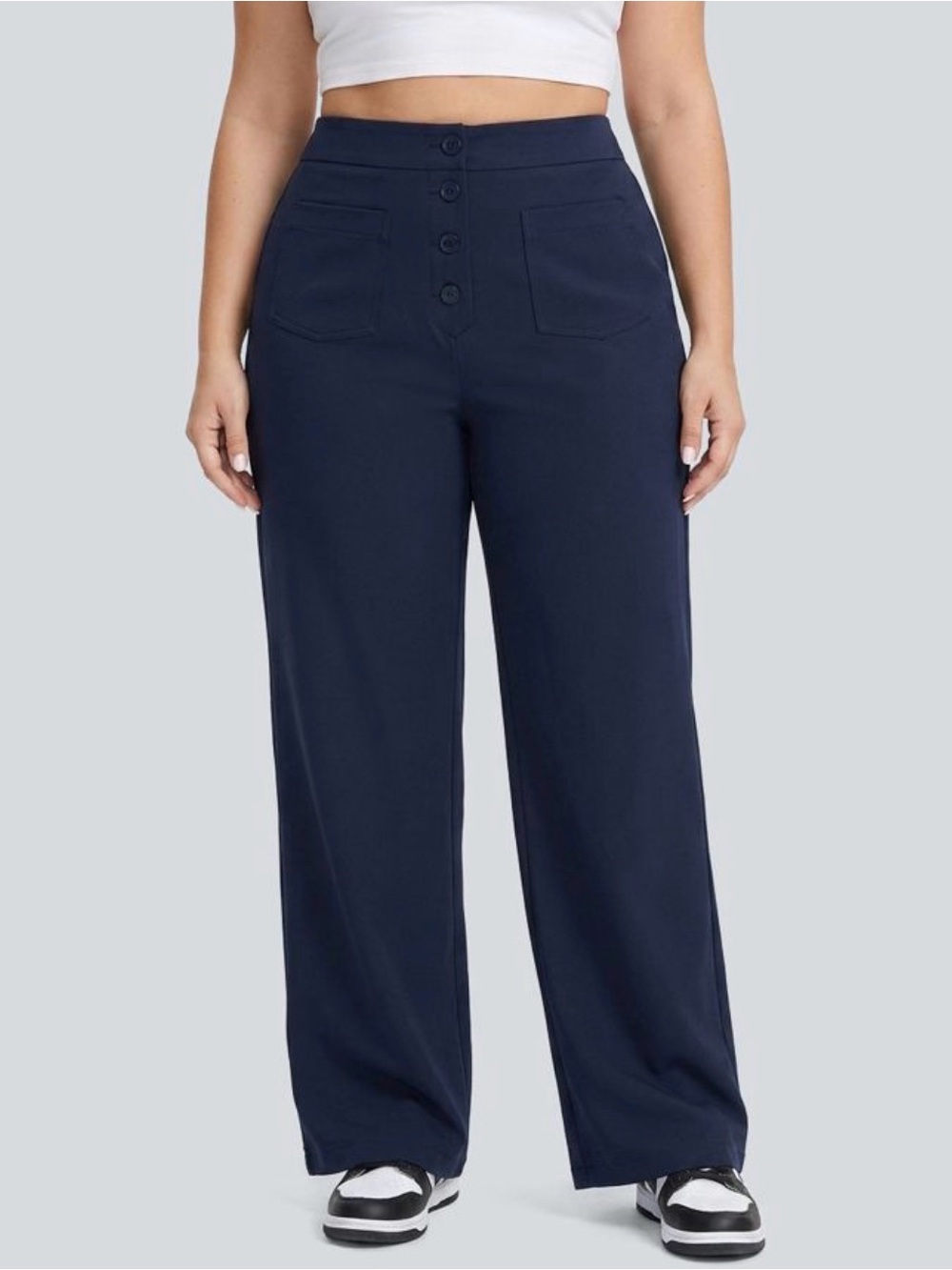 DayStretch High Waisted Pockets Straight Leg Casual Plus Size Pants